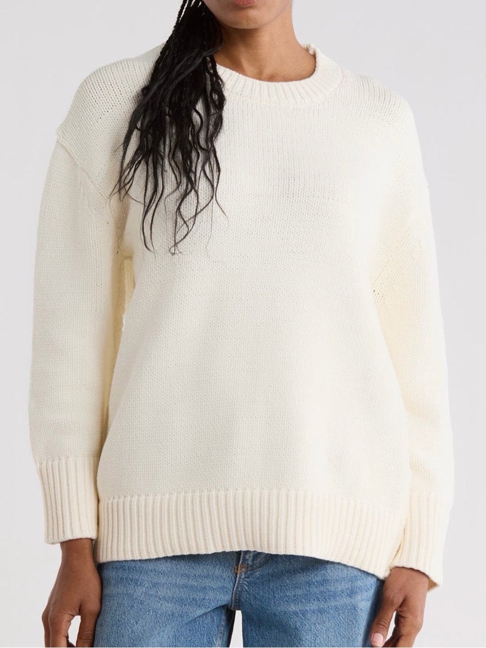 Free People Melvin Crewneck Sweater in
Ivory Size XS